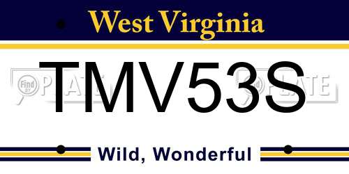 TMV53S West Virginia License Plate