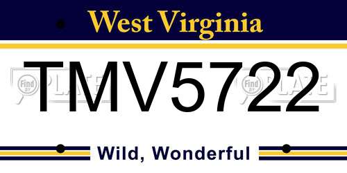 TMV5722 West Virginia License Plate