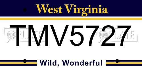 TMV5727 West Virginia License Plate