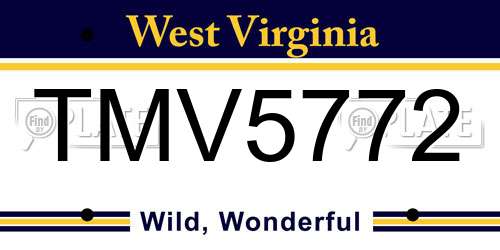 TMV5772 West Virginia License Plate