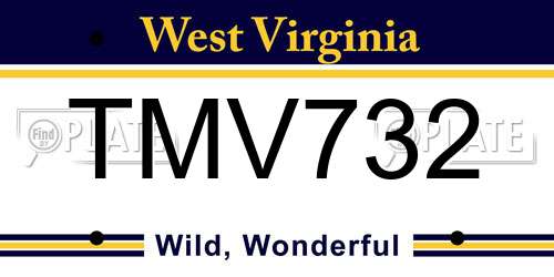 TMV732 West Virginia License Plate