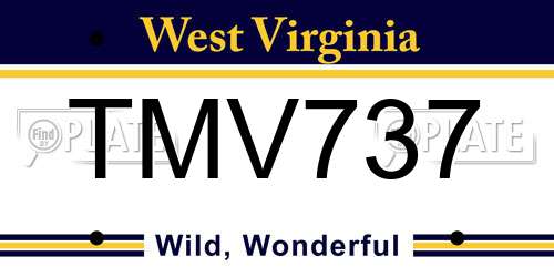 TMV737 West Virginia License Plate
