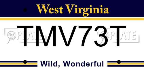 TMV73T West Virginia License Plate