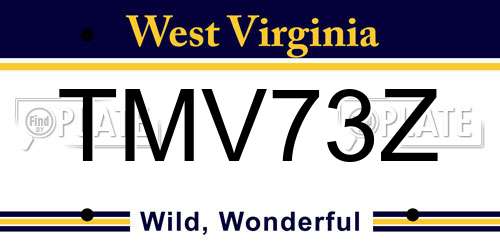 TMV73Z West Virginia License Plate