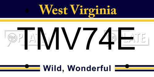 TMV74E West Virginia License Plate
