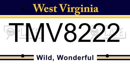 TMV8222 West Virginia License Plate