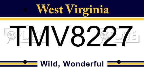 TMV8227 West Virginia License Plate