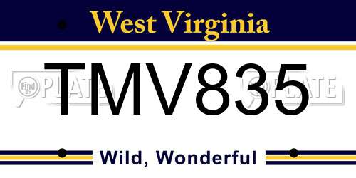 TMV835 West Virginia License Plate