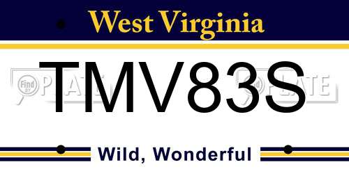 TMV83S West Virginia License Plate