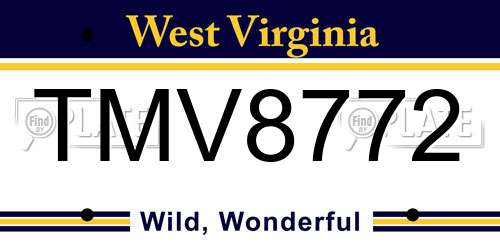 TMV8772 West Virginia License Plate