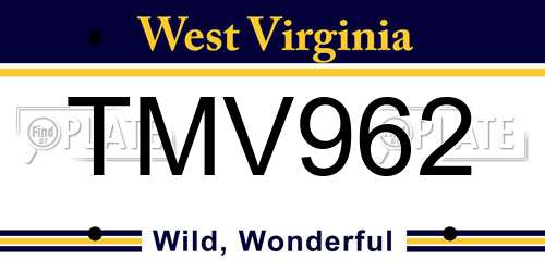 TMV962 West Virginia License Plate