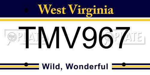 TMV967 West Virginia License Plate