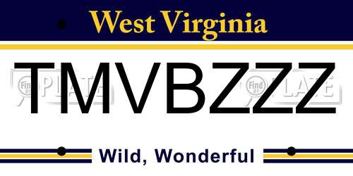 TMVBZZZ West Virginia License Plate