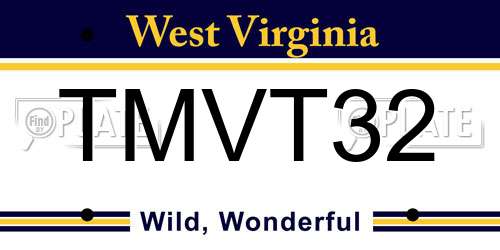 TMVT32 West Virginia License Plate