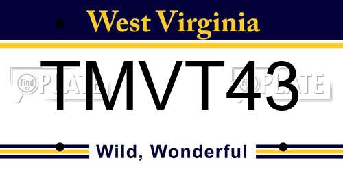 TMVT43 West Virginia License Plate