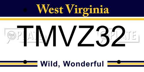 TMVZ32 West Virginia License Plate