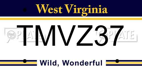 TMVZ37 West Virginia License Plate