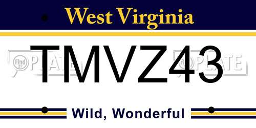 TMVZ43 West Virginia License Plate