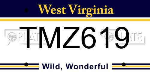 TMZ619 West Virginia License Plate