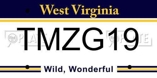 TMZG19 West Virginia License Plate