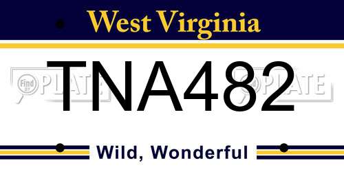 TNA482 West Virginia License Plate