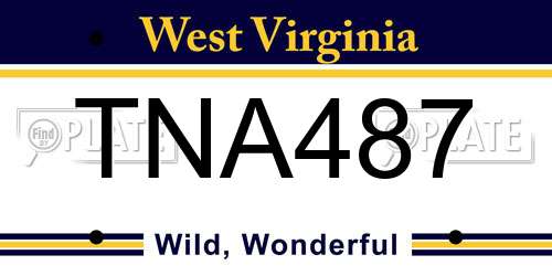 TNA487 West Virginia License Plate