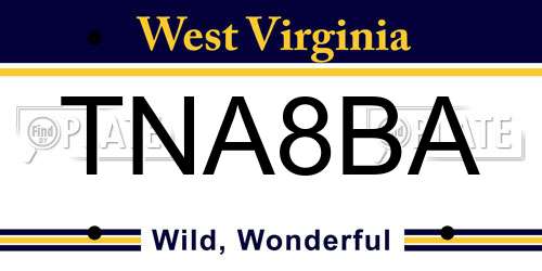 TNA8BA West Virginia License Plate