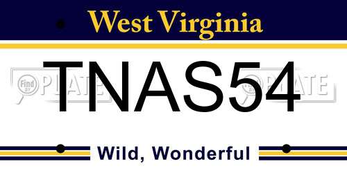 TNAS54 West Virginia License Plate