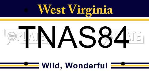 TNAS84 West Virginia License Plate