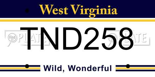 TND258 West Virginia License Plate