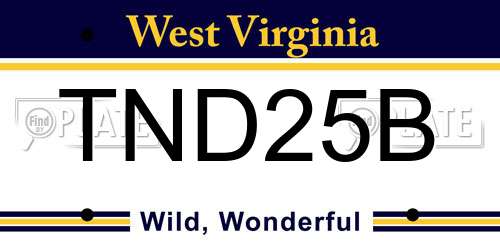 TND25B West Virginia License Plate