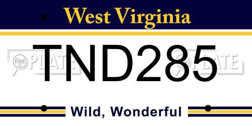TND285 West Virginia License Plate