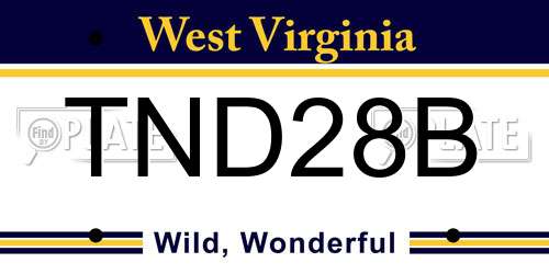 TND28B West Virginia License Plate