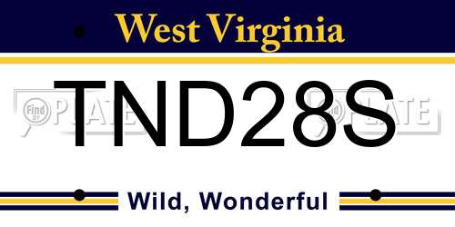 TND28S West Virginia License Plate