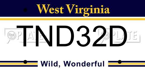 TND32D West Virginia License Plate