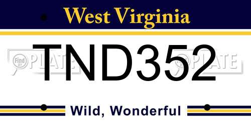 TND352 West Virginia License Plate