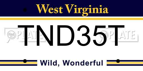 TND35T West Virginia License Plate