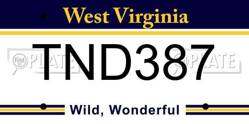 TND387 West Virginia License Plate