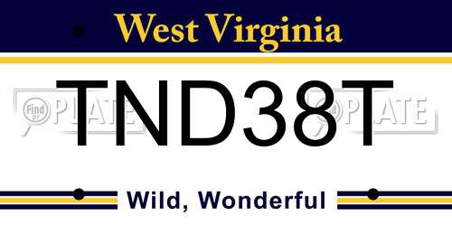 TND38T West Virginia License Plate