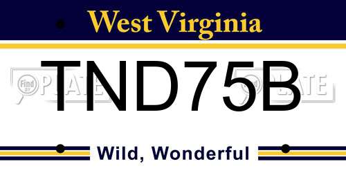 TND75B West Virginia License Plate