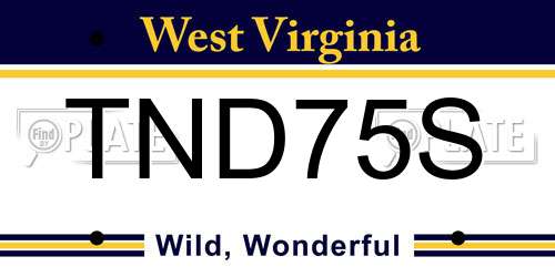 TND75S West Virginia License Plate