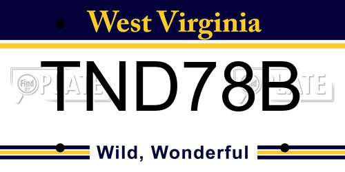 TND78B West Virginia License Plate