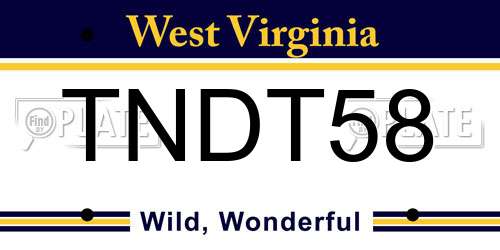TNDT58 West Virginia License Plate