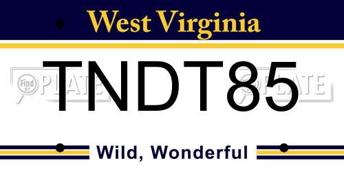 TNDT85 West Virginia License Plate