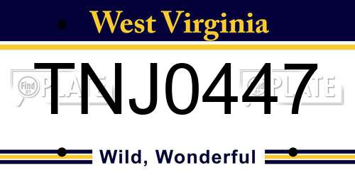 TNJ0447 West Virginia License Plate