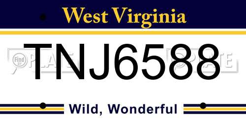 TNJ6588 West Virginia License Plate