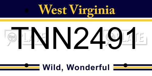 TNN2491 West Virginia License Plate