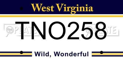 TNO258 West Virginia License Plate