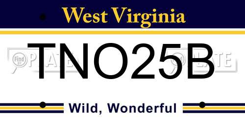 TNO25B West Virginia License Plate