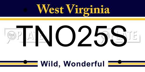 TNO25S West Virginia License Plate